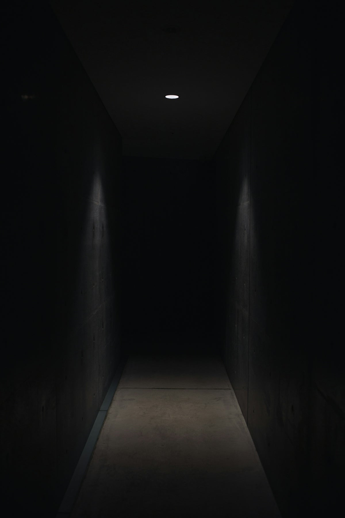 dark pathway lit with small light fixture