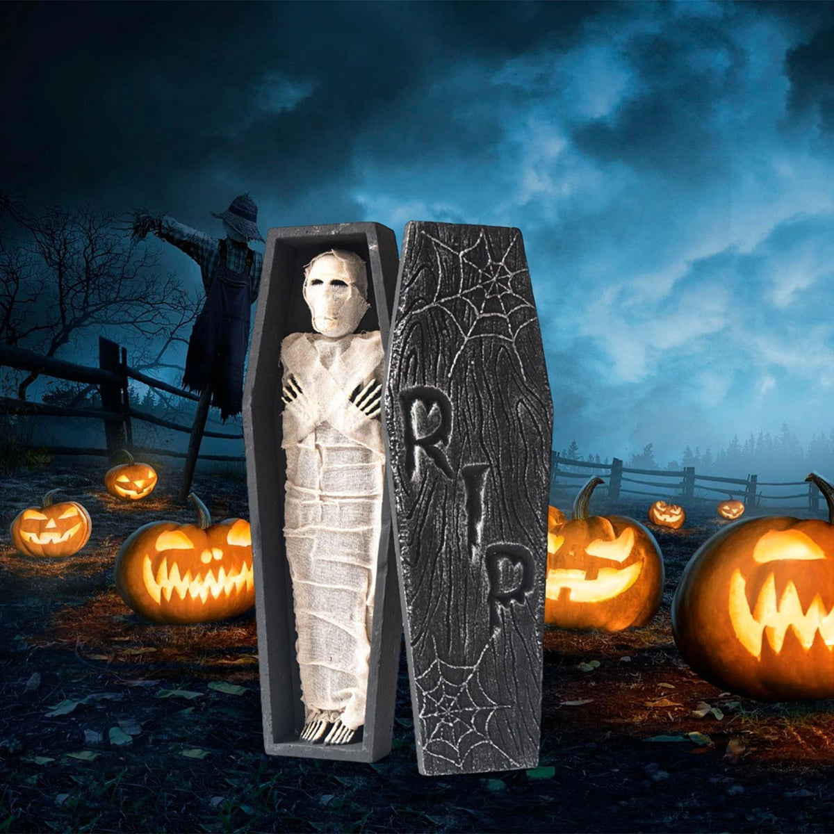 Haunt & Co Almencla Halloween Prop Decor Festival Decor Craft Mummy Horror Atmosphere Creat Skeletons and Spiders Ornament Halloween Decor