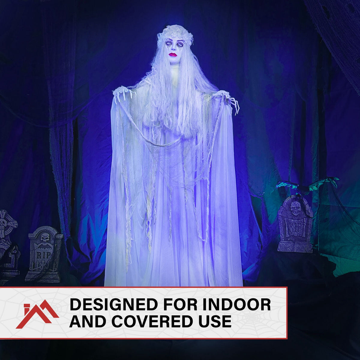 Haunt & Co 6.5 Ft Life-Size Animatronic Bride Indoor/Outdoor , Multicolor