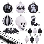 Haunt & Co Halloween Skeleton Black and White Ornament Set