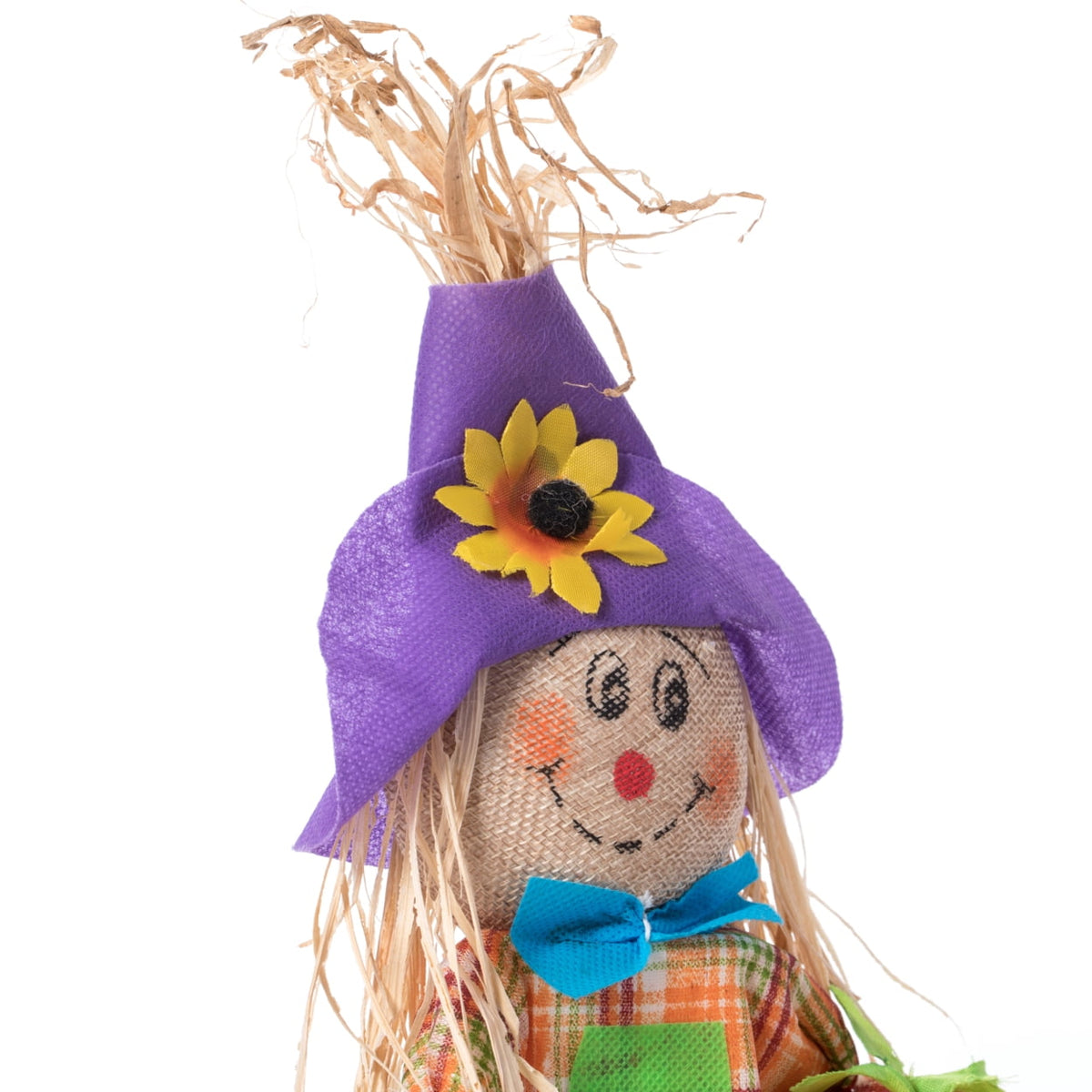 Haunt & Co Gardenised 12 Inch Sitting on Straw and Hay Bales Multicolor Trio Scarecrows for Halloween, Fall and All Time Season Garden Decor, Scatter them Around or Gather them Together for a Mesmerizing Display
