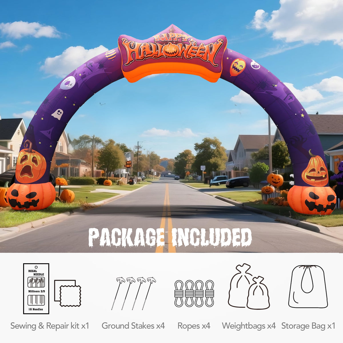 Haunt & Co Wellcomer 27ft Halloween Giant Inflatable Pumpkin Arch with Built-in Blower - Halloween Outdoor Decor