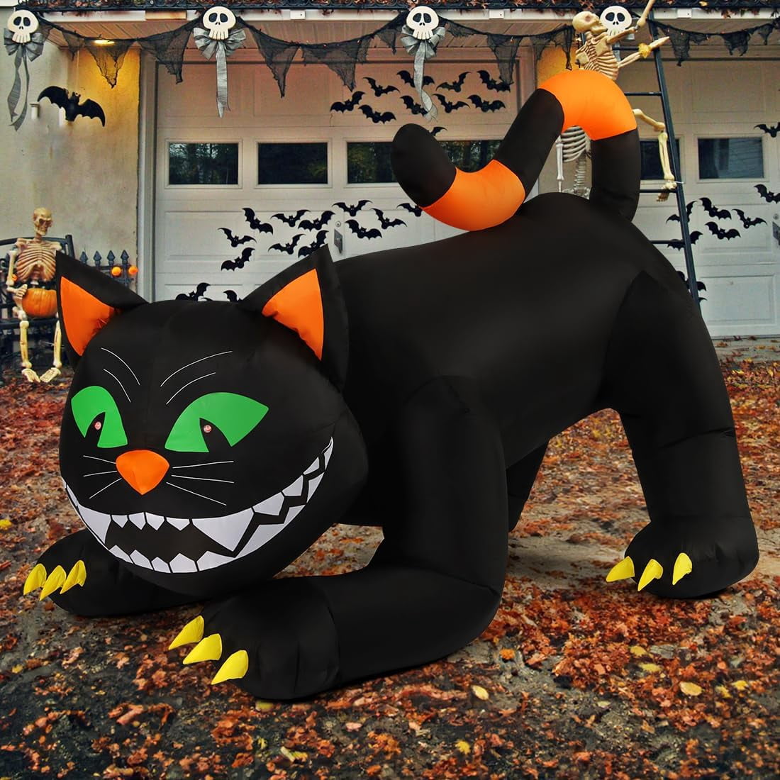 Haunt & Co COMIN 6 FT Animated Halloween Inflatables Black Cat Outdoor Decorations Blow Up Yard Large Cat with Moving Head and Built-in LEDs