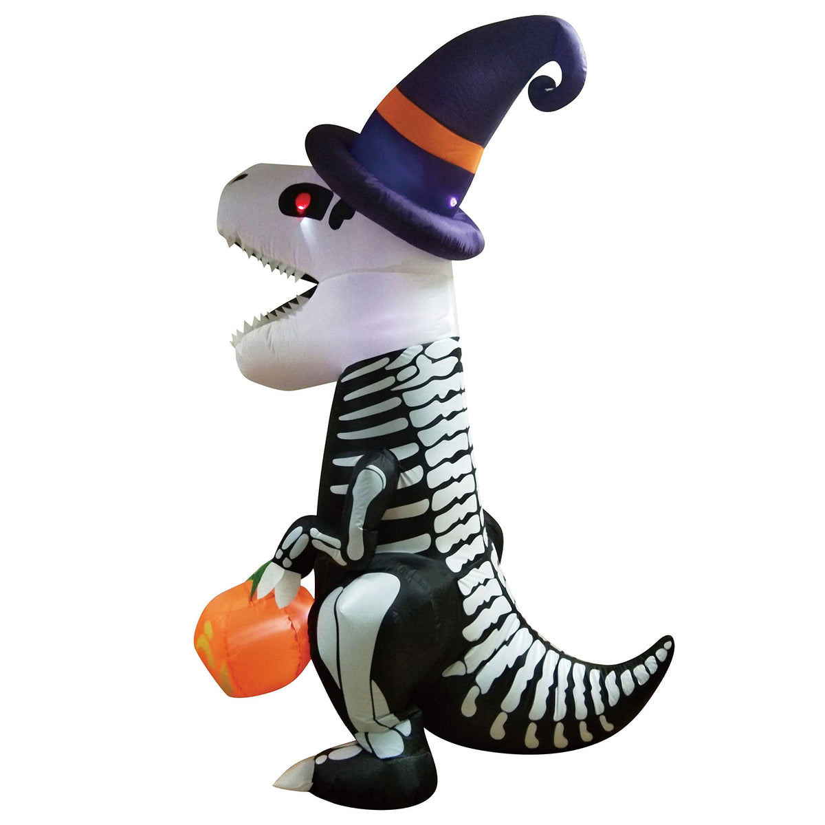 Haunt & Co 8 FT Halloween Inflatable Skeleton Dinosaur with Build-in LEDs Pumpkin Decorations,Halloween Outdoor Decorations Blow up Yard Decorations