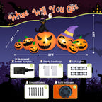 Haunt & Co B&D 8FT Long Halloween Inflatables Pumpkin, Blow Up Pumpkins Inflatables with Witch Hat & Black Cat Built-in LED Lights