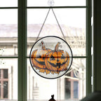 Haunt & Co Hobby Christmas Gift - Halloween Evil Pumpkin Monster Spookys Christmas Stained Glass Hanging Ornament - Modern Tree Decor, Christmas Gift for Mom, Dad, Friends, Family
