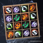 Haunt & Co The Face of Spooky Horror 16 Piece Ornament Shatterproof Bundle Set, Halloween Pumpkin, Zombie, and Goblin