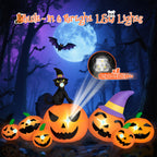 Haunt & Co B&D 8FT Long Halloween Inflatables Pumpkin, Blow Up Pumpkins Inflatables with Witch Hat & Black Cat Built-in LED Lights