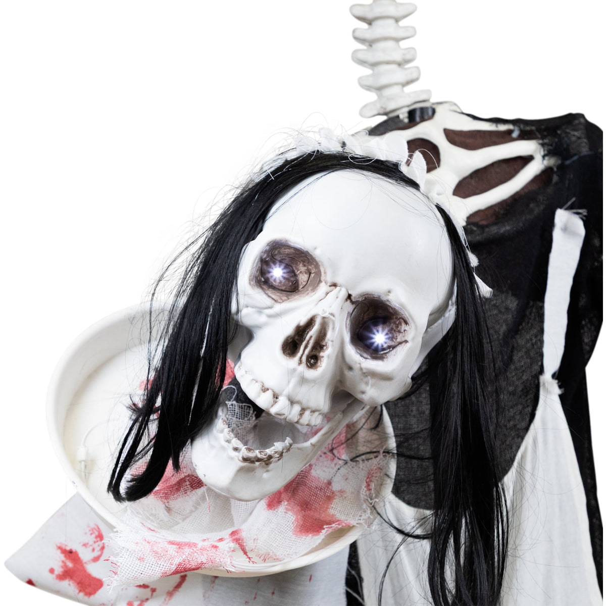 Haunt & Co 57" Animated LED Lighted Head-in-Hand Skeleton Maid