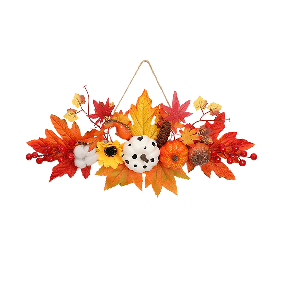 Haunt & Co Gaecuw Halloween Maple Leaf Pumpkin Hanging Ornament Fall Festival Wall Decor for Front Door Party Indoor Supplies