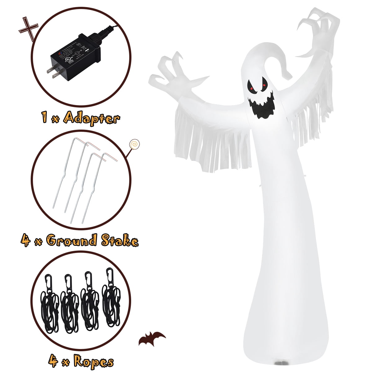 Haunt & Co Topbuy Ghost Blow Up Halloween Outdoor Yard Inflatable, with LED Lights 12'