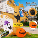 Haunt & Co Halloween Inflatables 8 FT Halloween Inflatable tree with Ghost Pumpkin and Owl, Halloween Dead Tree Decorations Scary with Built-in Lights for Halloween/Holiday/Party