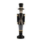 Haunt & Co 14" Resin Skeleton Nutcracker Figurine, Halloween Soldier Statue, Hand Painted Black Gold Nutcracker Ornament for Holiday Tabletop Decoration