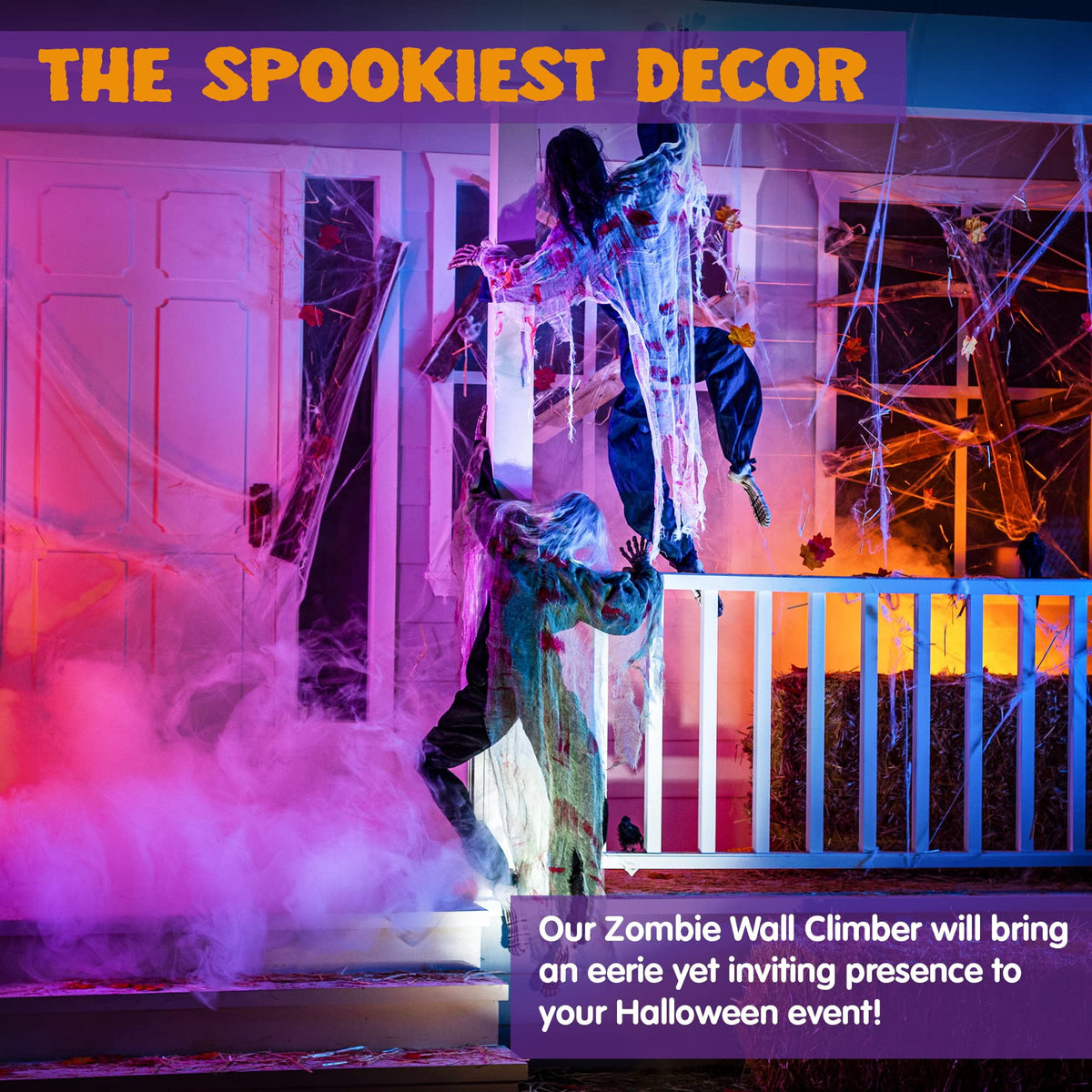Haunt & Co 2 Pack 47 inch Climbing Zombie Skeleton with Bloodstains,Halloween Hanging Decorations Indoor and Outdoor Yard Decorations
