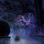 Haunt & Co EWSFHUI Flying Witch on Broom,5.9Ft Large Flying Hover Witch Sound & Touch Activated Sensor Suitable