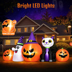 Haunt & Co 8FT Halloween Inflatable Pumpkins Ghost Cat with Lights,Blow ups Outdoor Decorations
