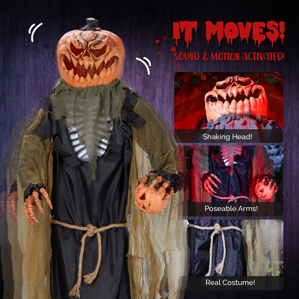 Haunt & Co 7FT Halloween Animatronic Standing Pumpkin Man The Sound Activated Halloween Prop