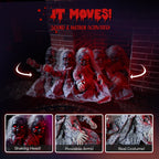Haunt & Co 2.8ft Halloween Scary Yard Decorations, Twin Girls Halloween Standing Decoration, Animated Haunted House Halloween Party Prop Decoration, with Creepy Sounds