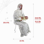 Haunt & Co 2.9 ft Animatronic Gravely Granny by Tekky with Motion-Activated Sounds
