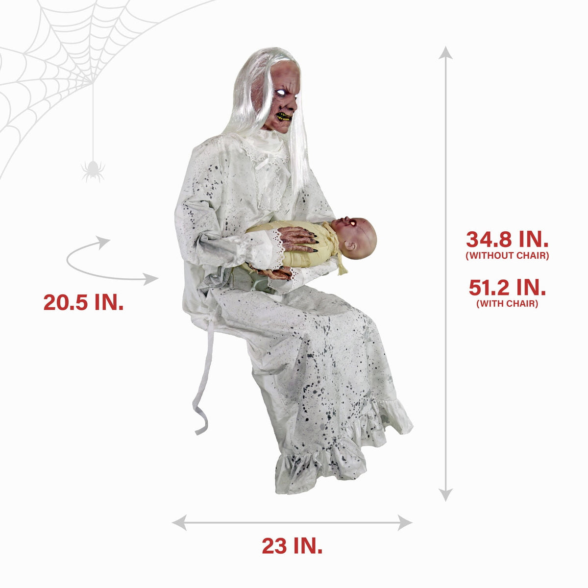 Haunt & Co 2.9 ft Animatronic Gravely Granny by Tekky with Motion-Activated Sounds