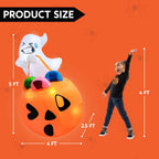 Haunt & Co 5ft Halloween Inflatables Light up Cute Ghost,Blow Up Ghost Lift Pumpkin Candy Bag with Build-in LEDs