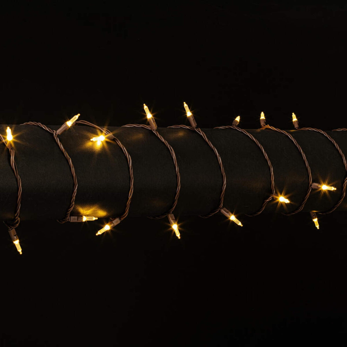 Haunt & Co Vickerman 50 Warm White Italian LED Single Mold light on Brown Wire, 25' Christmas Light Strand