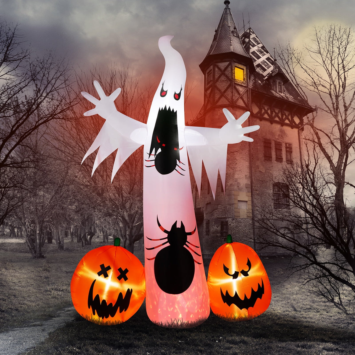 Haunt & Co 12 FT Halloween Inflatables Ghost Pumpkin Outdoor