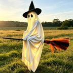 Haunt & Co Halloween Glowing Ornament with Lighted Witch Hat - Flying Hanging Decor for Home Porch Yard, Holiday Scene Prop for Halloween Celebration