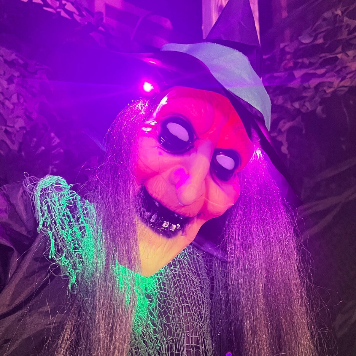 Haunt & Co 6 ft Touch-Activated Mounted Flying Witch Halloween Animatronic