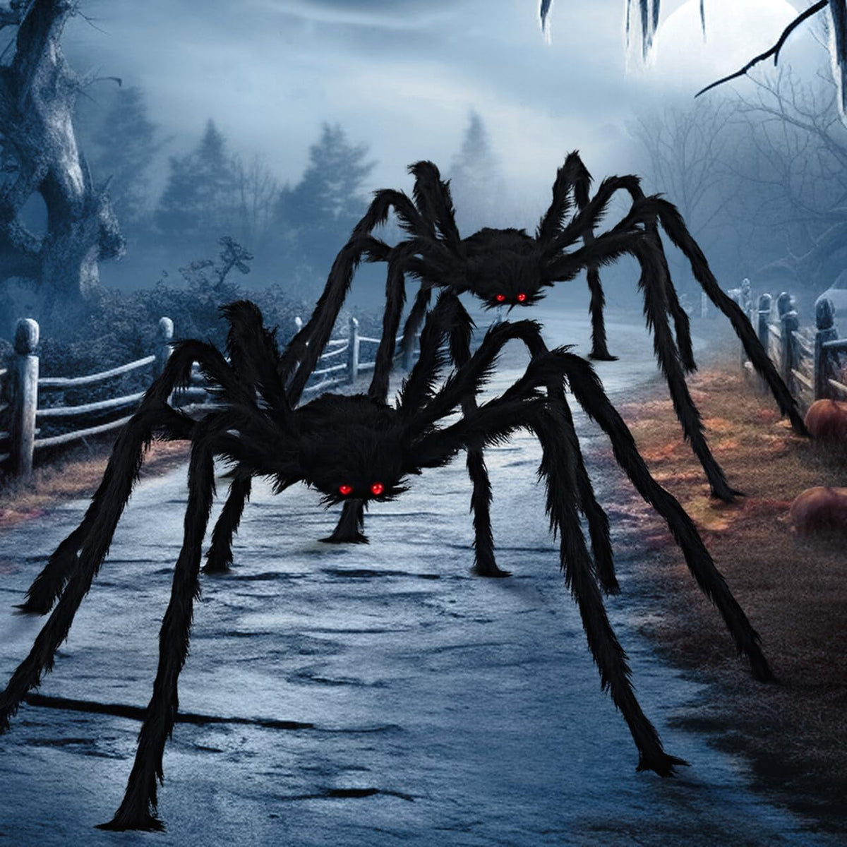 Haunt & Co 3 Pack 5 FT Giant Spider ,Scary Spider Outdoor Party Decorations Props ,Black