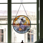 Haunt & Co Holiday Gift - Witch Halloween Witchyations Spooky Xmas Stained Glass Hanging Ornament - Festive Holiday Tree Decoration, Meaningful Christmas Gift for Mom, Dad, Family, Friends