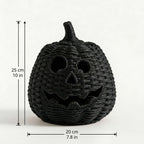 Haunt & Co XHKUYI Halloween Hand-Woven Pumpkin Decorations 10 inch, Happy Haunting Seagrass Plastic Pumpkin Ornament, for Halloween Entryway Tabletop Mantel Haunt House Porch Decor