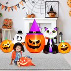 Haunt & Co 8ft Halloween Inflatable Pumpkins Outdoor Decor with Black Cat and Spectre,Built-in LED Lights