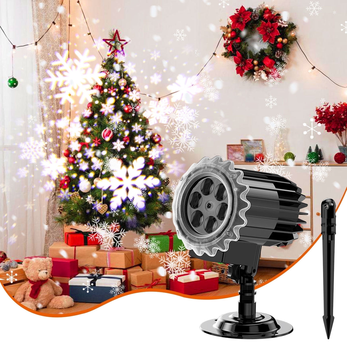Haunt & Co Outdoor high brightness snowflake projection light, holiday decoration ambient light, Christmas Halloween laser light, light show, waterproof function, indoor home, Christmas, wedding Mother's Day