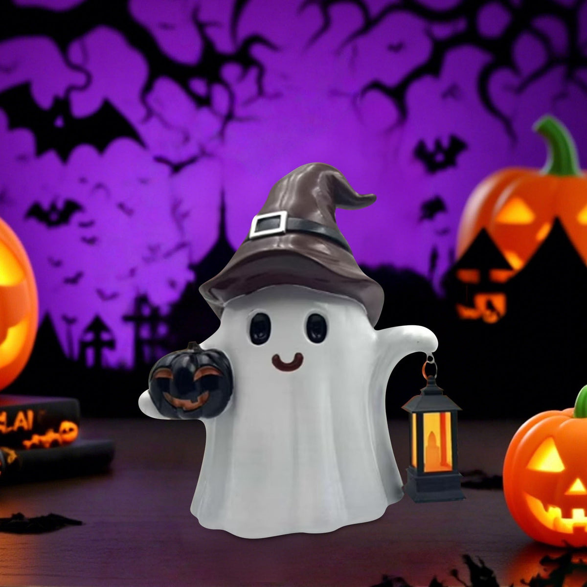 Haunt & Co 2pcs 9.8inch Halloween Decorations Pumpkin Decoration Desktop Ornament For Home Party Decoration Holiday Festive