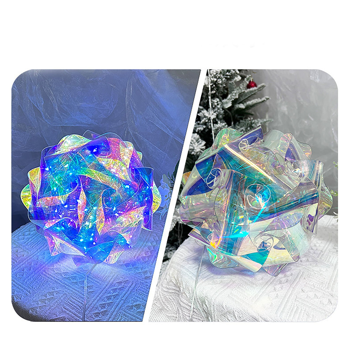 Haunt & Co Twfbrm Christmas LED Light-Prismatic Iridescent Rose 11.8" Light String with Colorful Luminous Decoration Clear Iridescent Ornaments Christmas/Halloween/Valentine Day/Birthday Gifts for Girlfriend