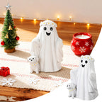 Haunt & Co Hand Painted White Ghost Walking Dog Statue Weatherproof Halloween Ornament for Farmhouse Porch Indoor Shelf Seasonal Decor(Whiteï¼?