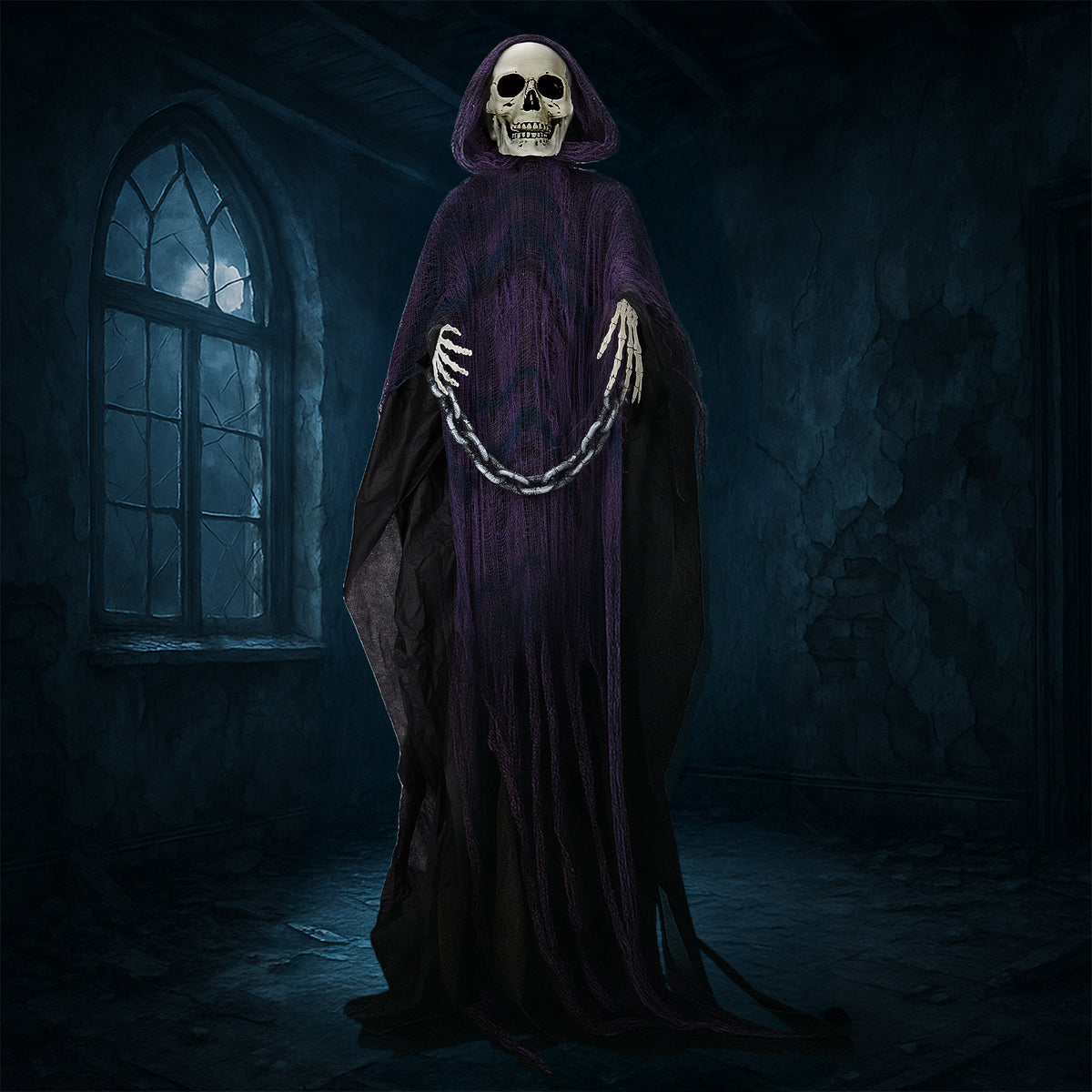 Haunt & Co 6' Animatronics Grim Reaper, Sound-Actived Party Deco