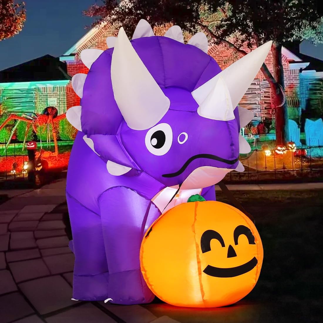 Haunt & Co Halloween Inflatable 5 FT Halloween Dinosaur Inflatable, Inflatable Halloween Dinosaur Halloween Dinosaur Decorations with LED Lights, Inflatables Clearance for Holiday