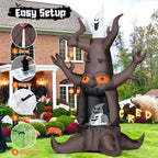 Haunt & Co Halloween Inflatables 9 FT Animated Halloween Tree Inflatables with Built-in LED lights, Scary Spooky Tree Inflatable with White Ghost, Outdoor for Halloween Holiday Party