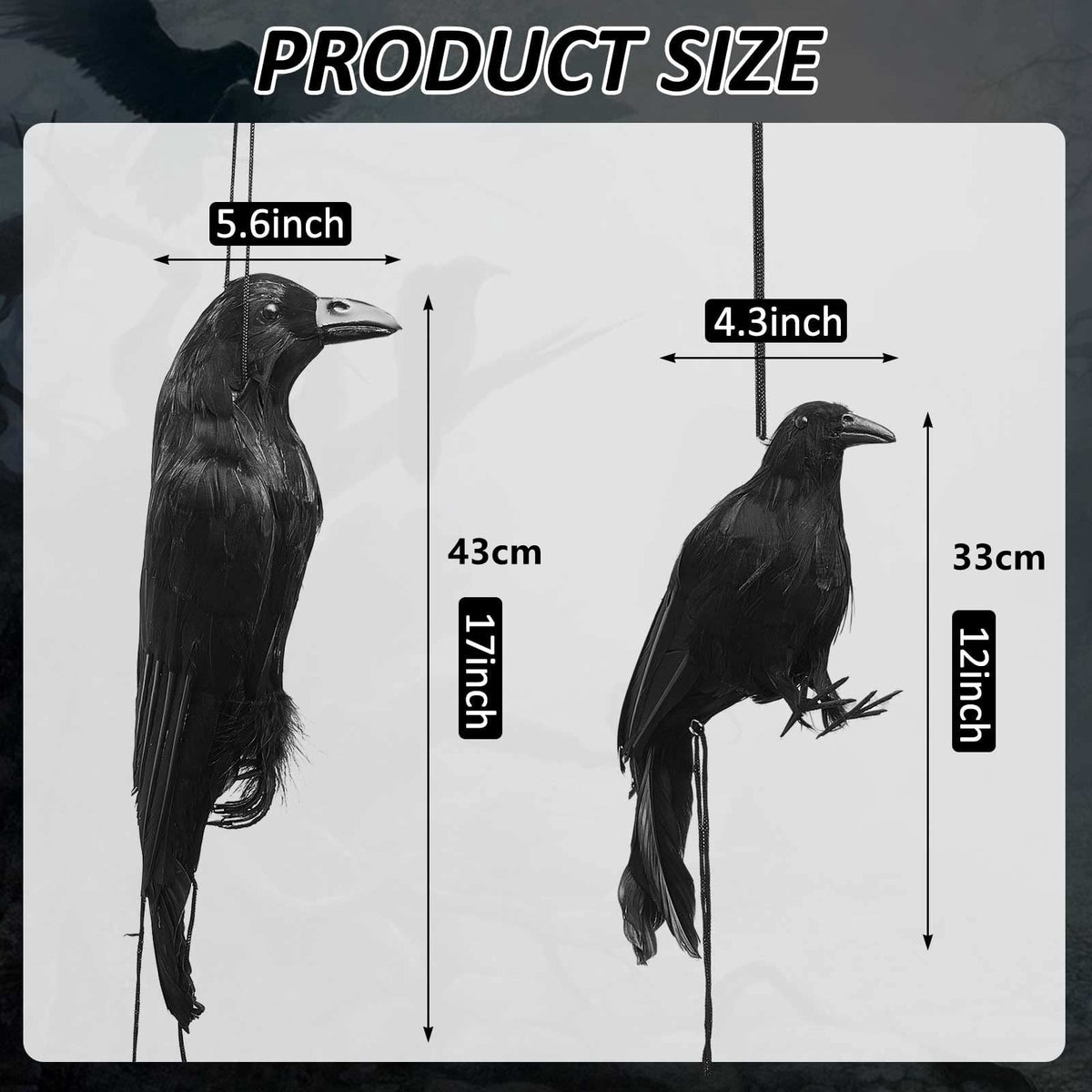 Haunt & Co Halloween Realistic Hanging Dead Crows Decoy Fake Crows for Halloween Garden Tree Porch Terrify Decorations