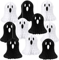 Haunt & Co 10 PCS Halloween Ornaments Hanging Cute White Black Ghost Honeycomb Decoration Halloween Tree Decorations Paper Ghost Table Decor for Home Office Classroom Holiday Party Supplies