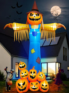 Haunt & Co 12.5 FT Halloween Inflatables with Music, Giant Pumpkin Scarecrow Inflatable with LED Light with Scary Sound