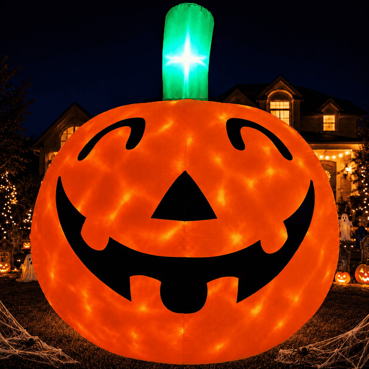 Haunt & Co 10ft Halloween Inflatable Pumpkin Decoration with Built-in LED Lights