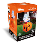 Haunt & Co 5ft Halloween Inflatables Light up Cute Ghost,Blow Up Ghost Lift Pumpkin Candy Bag with Build-in LEDs