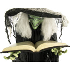 Haunt & Co 5.5 ft Poseable Witch with Spell Book, Lights and Sound, Indoor/Covered Outdoor