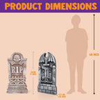 Haunt & Co 17" Halloween 5 Pack Tombstone Decorations, Foam RIP Graveyard Signs Cemetery Headstones Scary Outdoor Indoor with 12 Metal Stakes for Easy Set Up, Waterproof