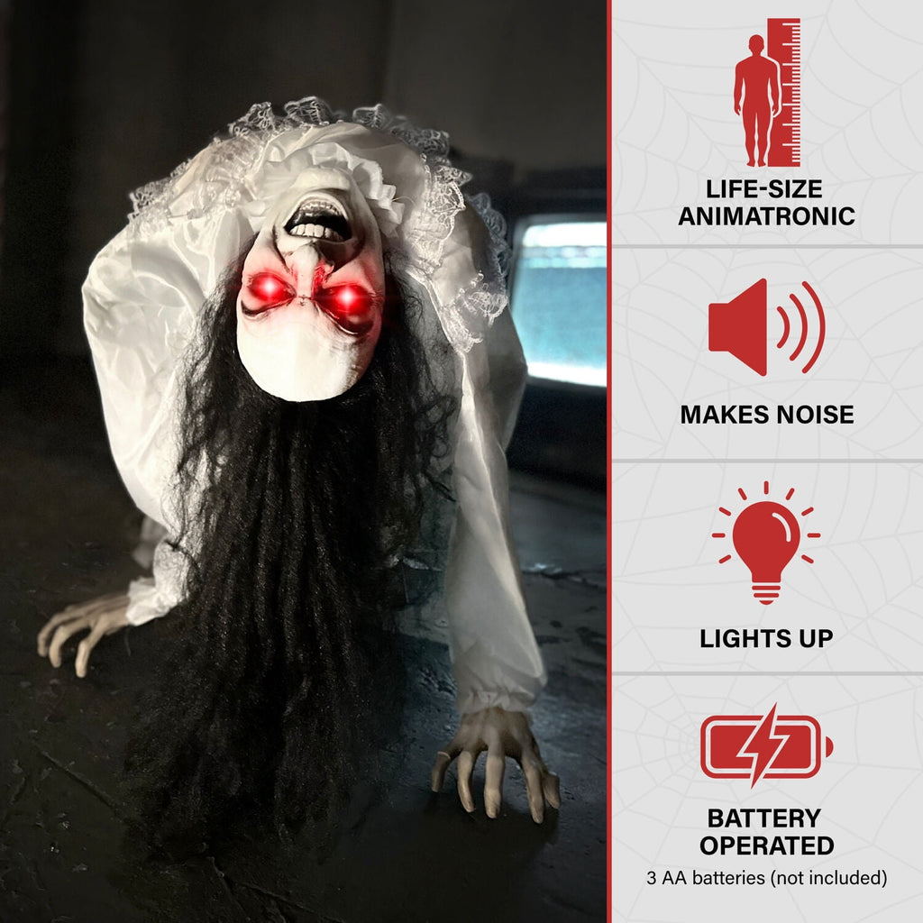 Haunt & Co Lifesize 35" Animatronic Possessed Woman with Lights and Sound