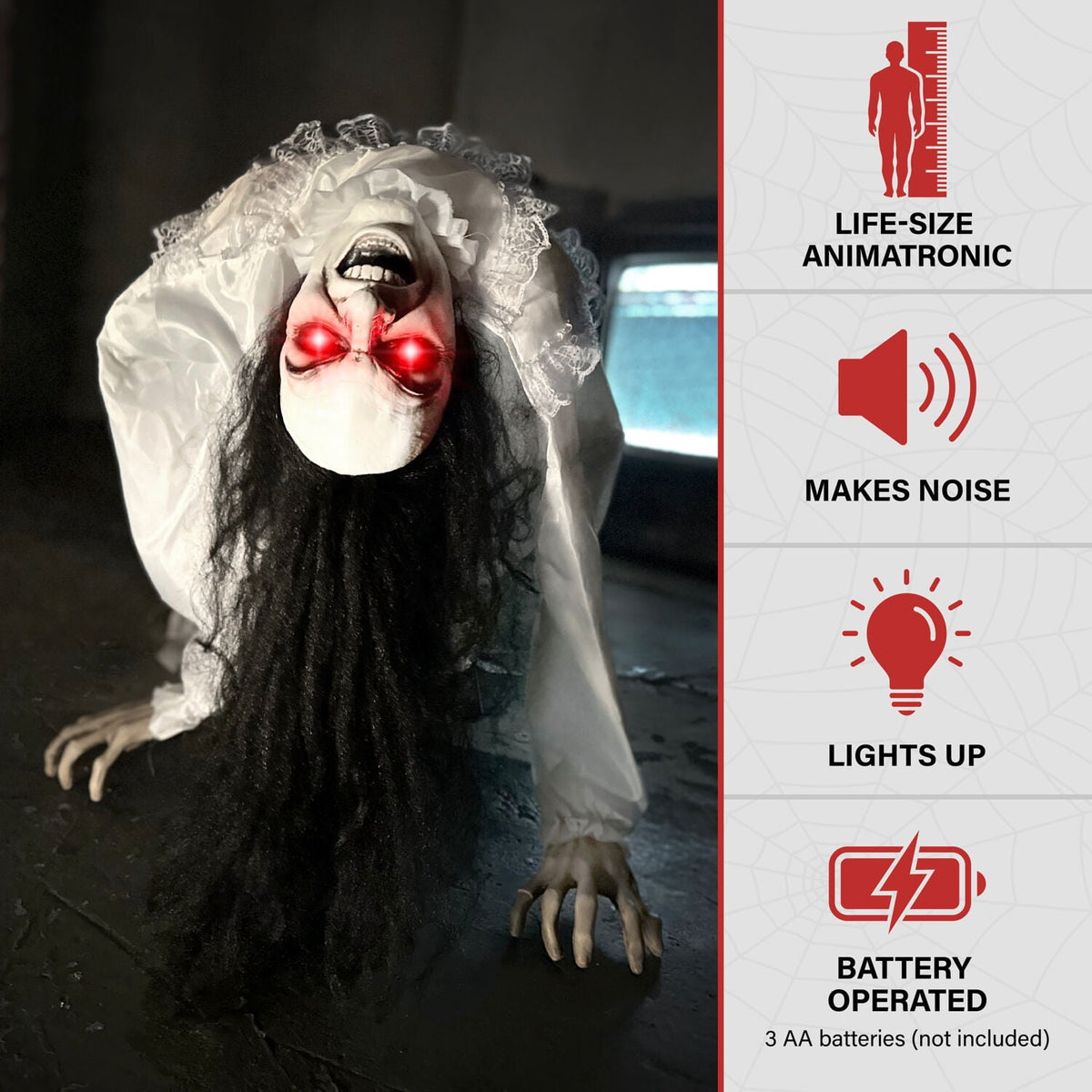 Haunt & Co Lifesize 35" Animatronic Possessed Woman with Lights and Sound