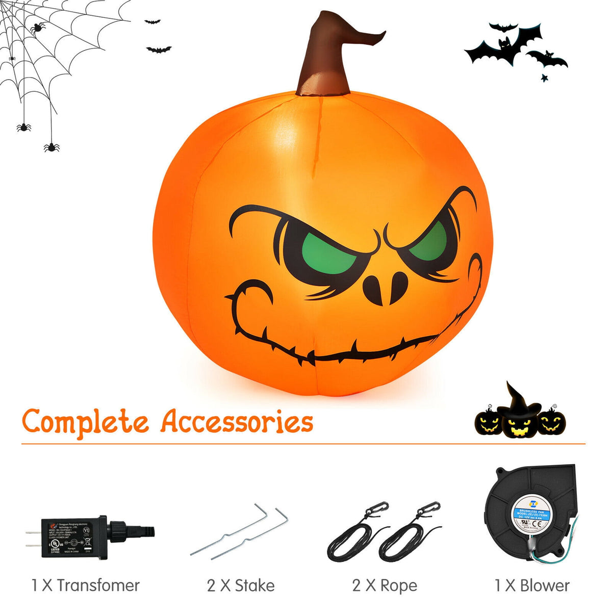 Haunt & Co Gymax 4ft Inflatable Pumpkin Blow Up w/ Built-in LED Light
